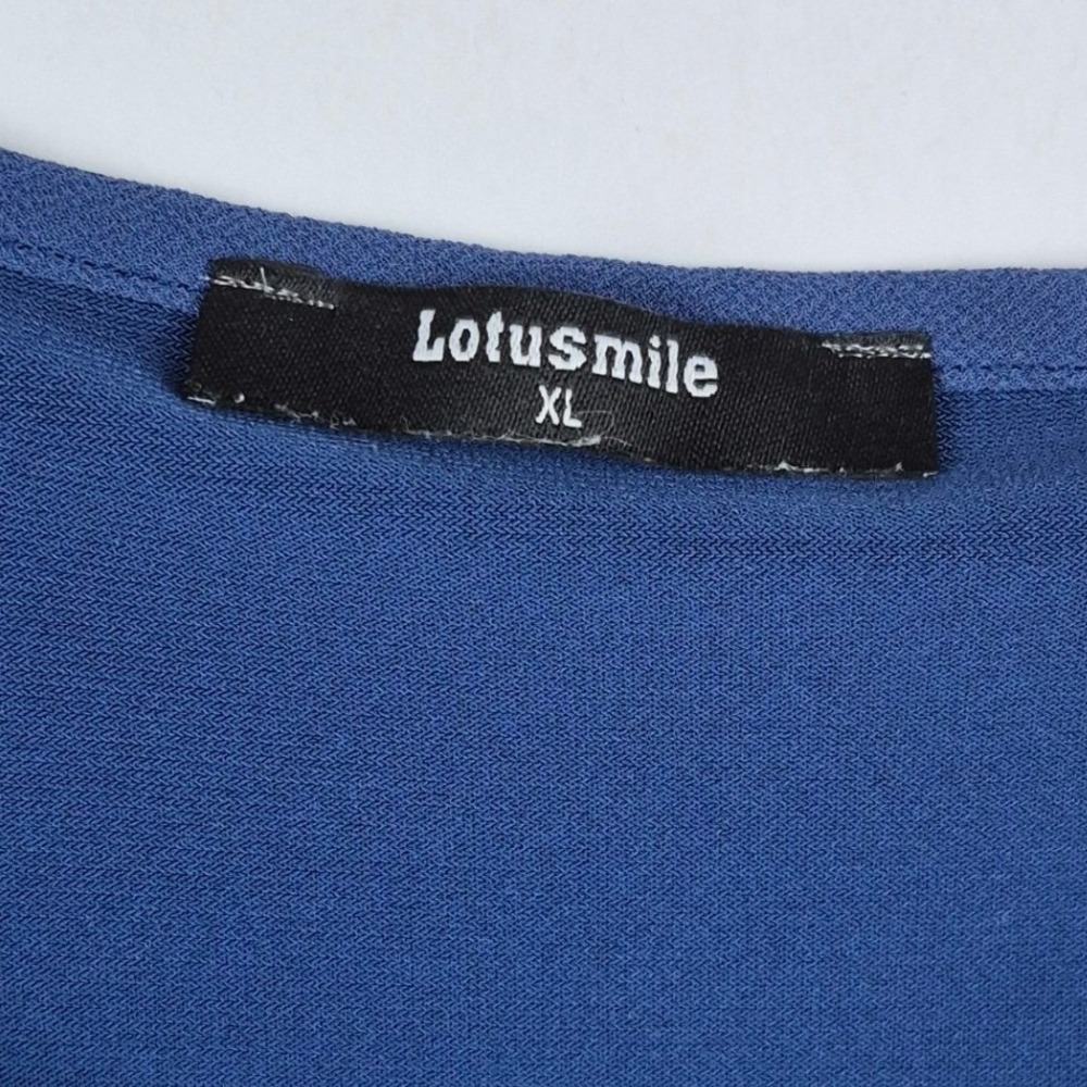 Lotusmile Blouse Women's XL Blue‎ Chiffon Overlay Asymmetrical Flowy Top - Picture 5 of 10